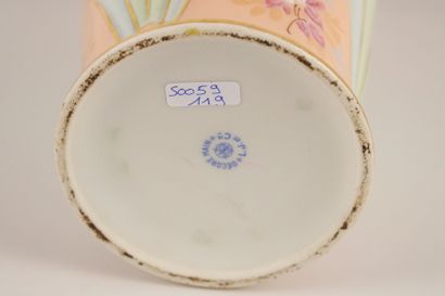 A large Art Deco vase with enameled flowers...