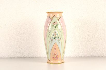 A large Art Deco vase with enameled flowers...