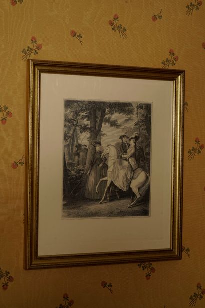 Chambre 307 :
Réunion de deux gravures encadrée...
