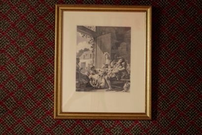 Chambre 308 :
Réunion de deux gravures encadrée...