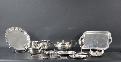 Partie de service en argent anglais (925/1000)...