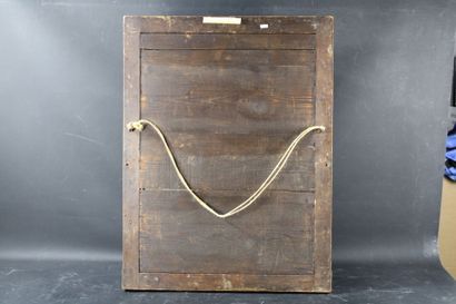 Miroir en bois doré à décor de feuilles d'acanthe,...