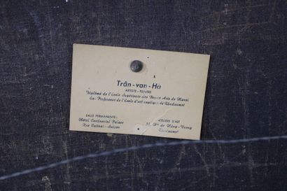 Van Ha TRAN (1911-1974).
Paysage à la barque
Laque...