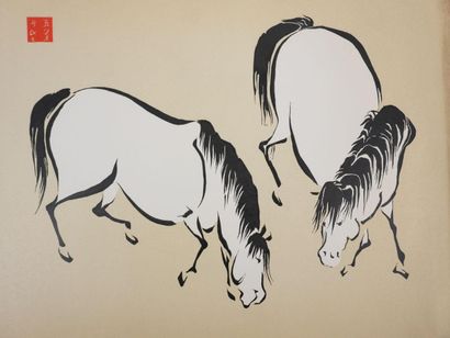 After Mokuchu URUSHIBARA (1888-1953)
Horses...