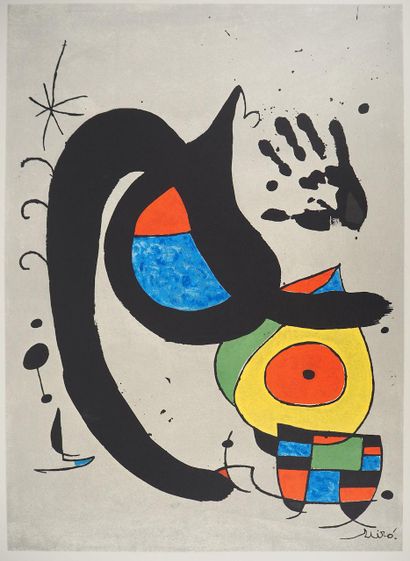 Joan MIRO (1893-1983)
Femme à l'oiseau, 1970
Lithographie...