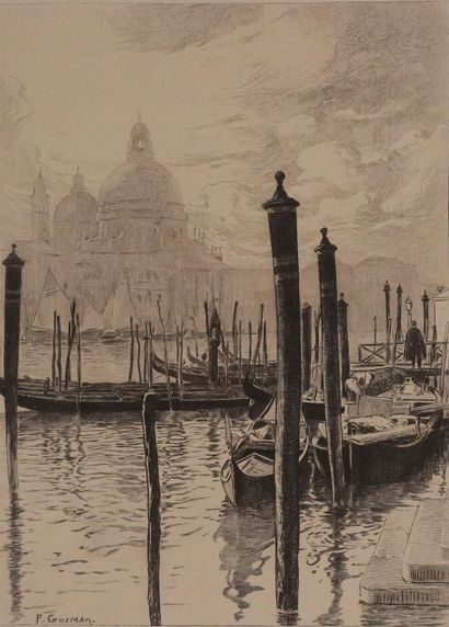 Pierre GUSMAN (1862-1942)
Venice, The Gondolas,...