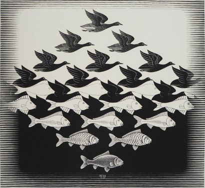 M.C. ESCHER (1898-1972)
Between Sky and Water,...
