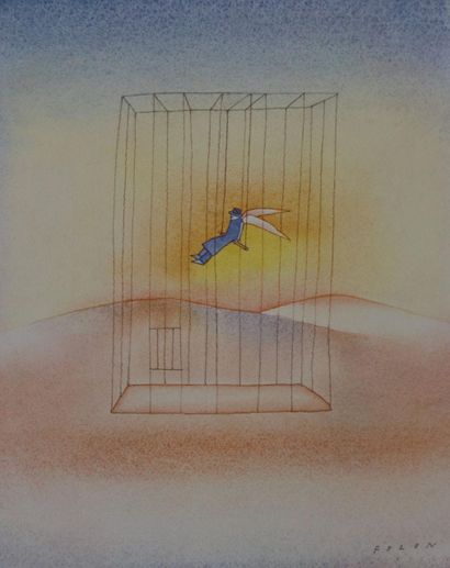 Jean-Michel FOLON (1934-2005)
The cage, 1982
Heliogravure...