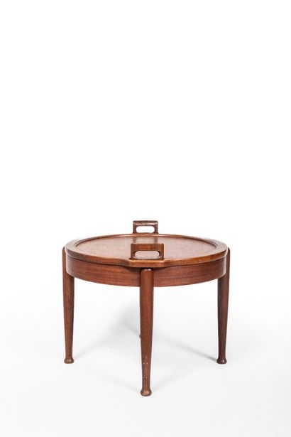 B-J HANSEM
Rosewood veneered stool with seat...