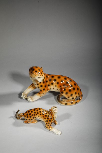 ROYAL DUX BOHEME
Two polychrome enameled...