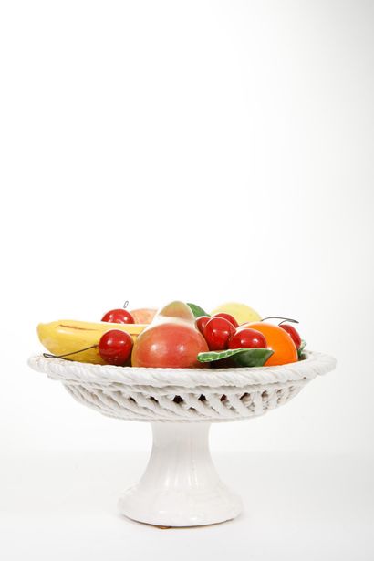 Polychrome glazed earthenware fruit bowl...