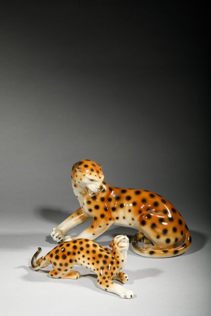 ROYAL DUX BOHEME
Two polychrome enameled...