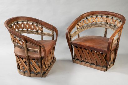 Paire de fauteuils américano-amérindien en...