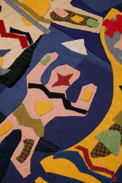 Rectangular patchwork of fabrics and tapestries...