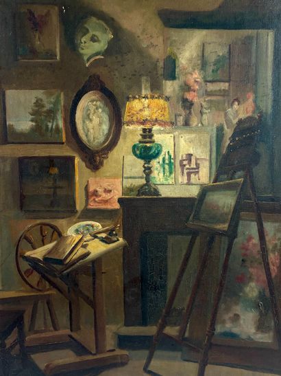 Yvonne SALOMON (1893-1982)
Artist's studio
Oil...