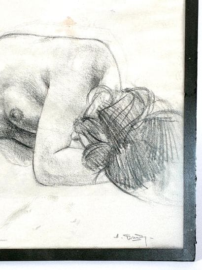 20th century French school 
Female nude
Charcoal...