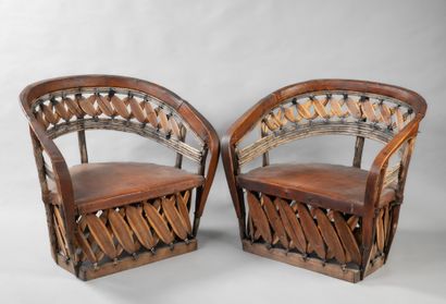 Paire de fauteuils américano-amérindien en...