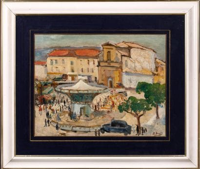Louis BERNARD
THE VILLAGE FAIR
Oil on card...