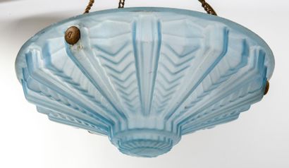 Lustre vasque en métal à trois chaines et...