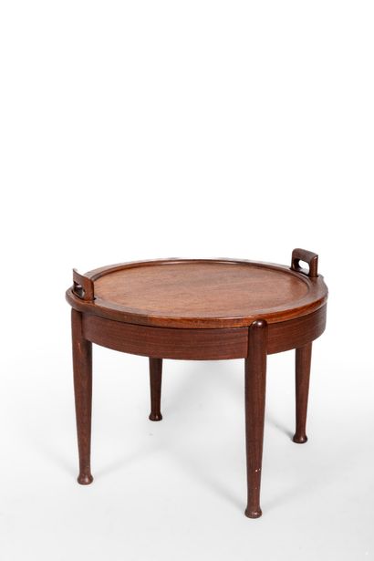 B-J HANSEM
Rosewood veneered stool with seat...