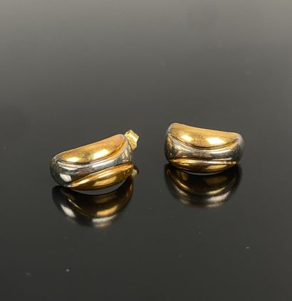 Pair of ear clips in gilded metal with alternating...