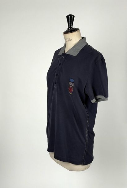 GALLIANO POLO in denim-blue cotton piqué...