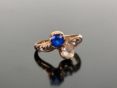 toi et moi ring in gold-plated metal with...