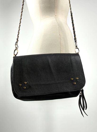 Petit sac à main pochette en cuir noir clouté...