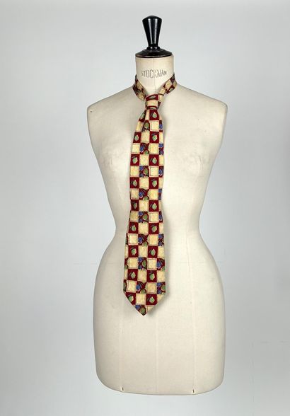 Set of five ties of various brands in burgundy,...