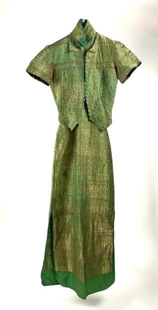 Set of a Chinese-style long dress and bolero,...