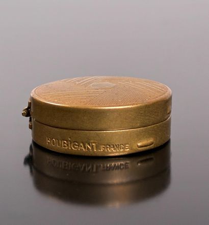 HOUBIGANT 
Powder box in gilded metal marked...