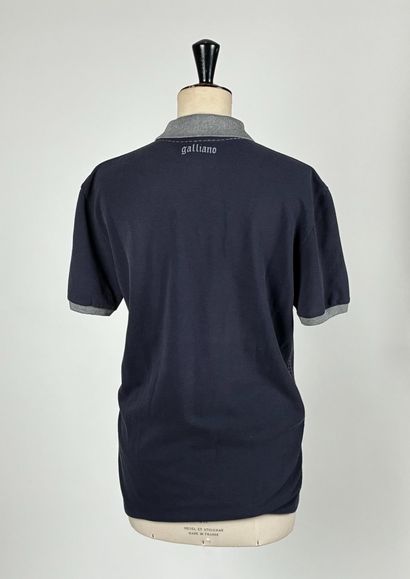 GALLIANO POLO in denim-blue cotton piqué...