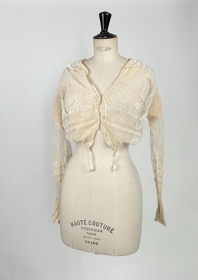 Chemisier de femme en coton et dentelle à...