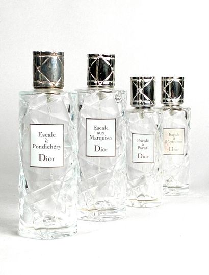 CHRISTIAN DIOR 
Ensemble de quatre flacons...