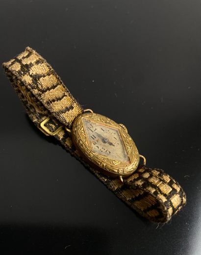 Lady's watch with gilt metal bracelet, diamond-shaped...