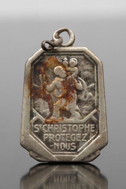 Médaille en métal argenté octogonale, figurant...