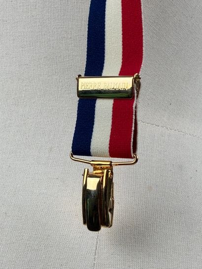 BALMAIN PARIS
Pair of blue white red suspenders...