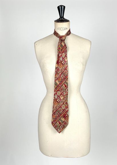 Set of five ties of various brands in burgundy,...