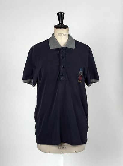 GALLIANO POLO in denim-blue cotton piqué...