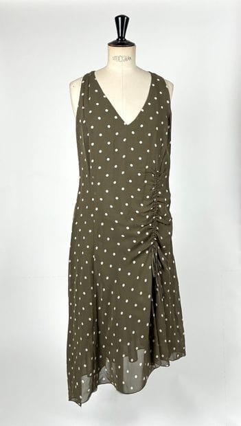 Alain MANOUKIAN
Khaki green dress with white...