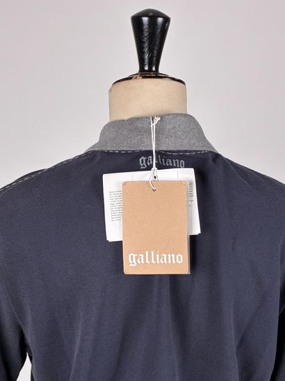 GALLIANO POLO in denim-blue cotton piqué...