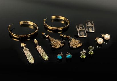 A set of seven pairs of earrings, including...