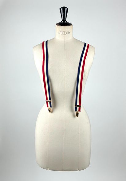 BALMAIN PARIS
Pair of blue white red suspenders...