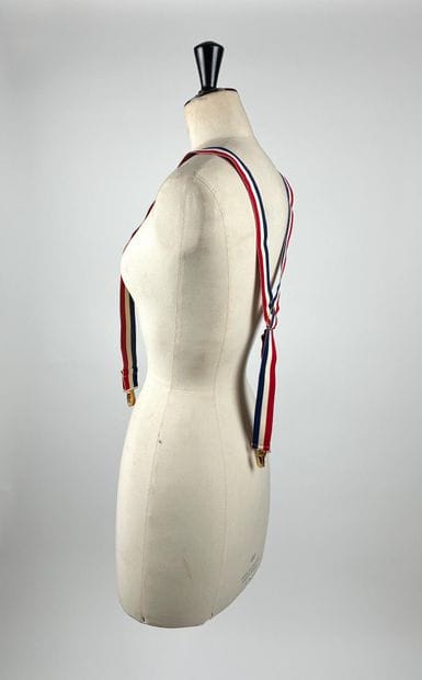 BALMAIN PARIS
Pair of blue white red suspenders...