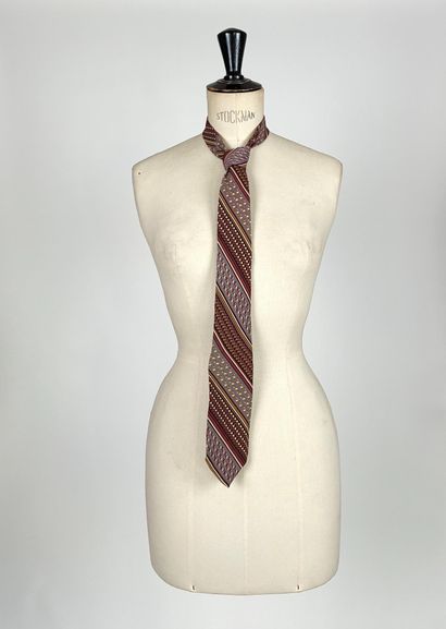 Set of five ties of various brands in burgundy,...