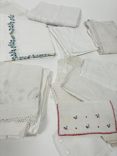 Ensemble de linge de maison en coton et dentelle,...