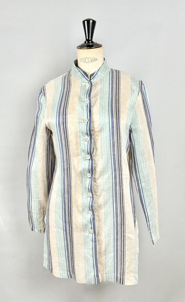 ARMAND VENTILO
Cream and blue striped silk...