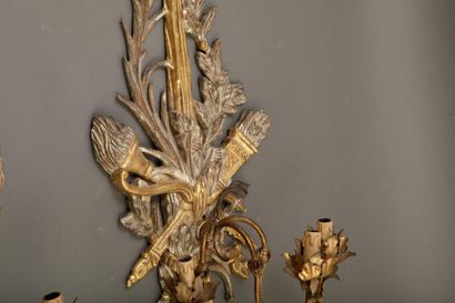 Pair of large gilded and silvered wooden...
