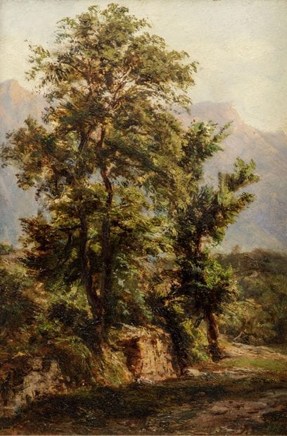 André GIROUX (1801-1879)
ARBRES DEVANT UN...