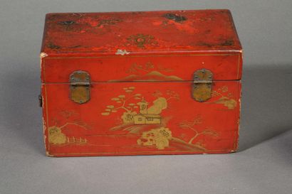 JAPAN
Red lacquer tea box decorated with...